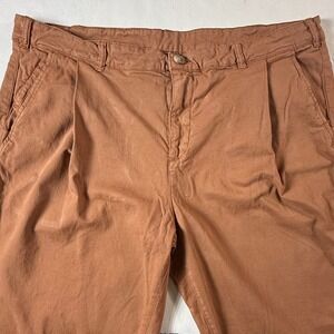 Marine Layer Pleated Chino Pants Men's 39x28 Rust Brown Tapered Twill Casual